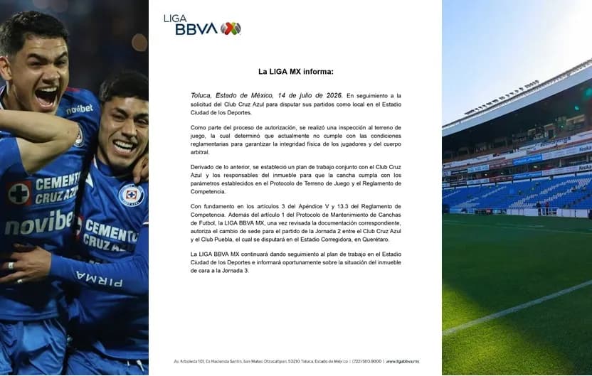 Cruz Azul recibirá a Puebla en Querétaro por problemas en su cancha
