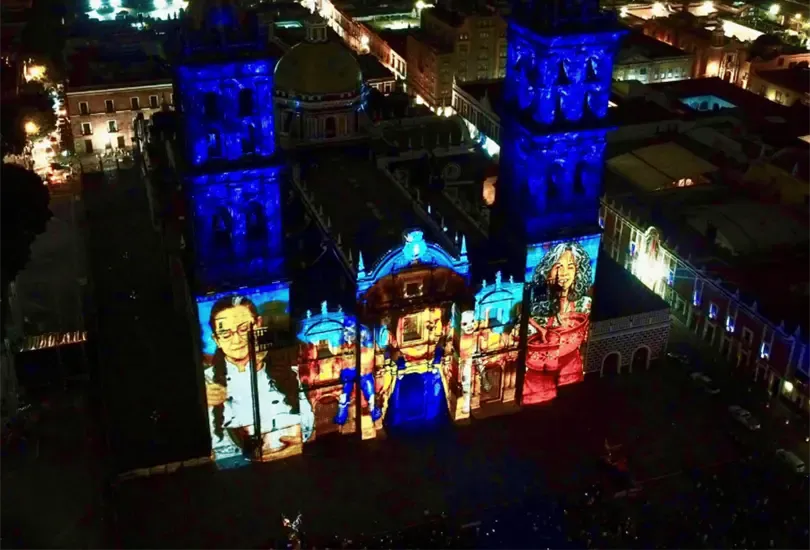 Ayuntamiento de Puebla tendrá seis proyecciones esta noche en la Catedral por cierre del videomapping patrio