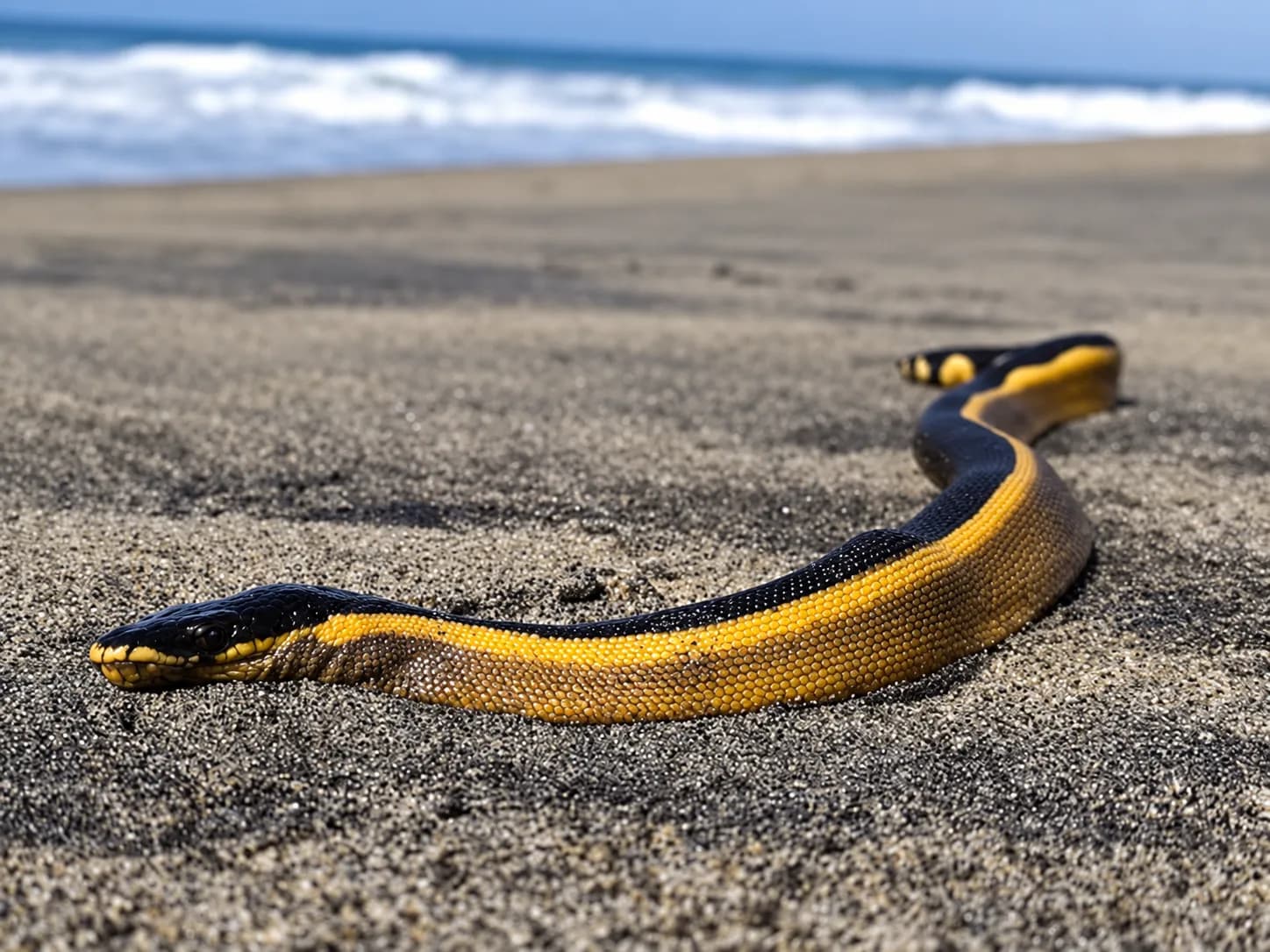 Una mujer devuelve al mar una serpiente altamente venenosa sin saber qué tenía enfrente