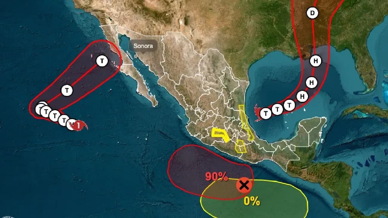Dos posibles ciclones ponen bajo vigilancia al Golfo y el Pacífico mexicano
