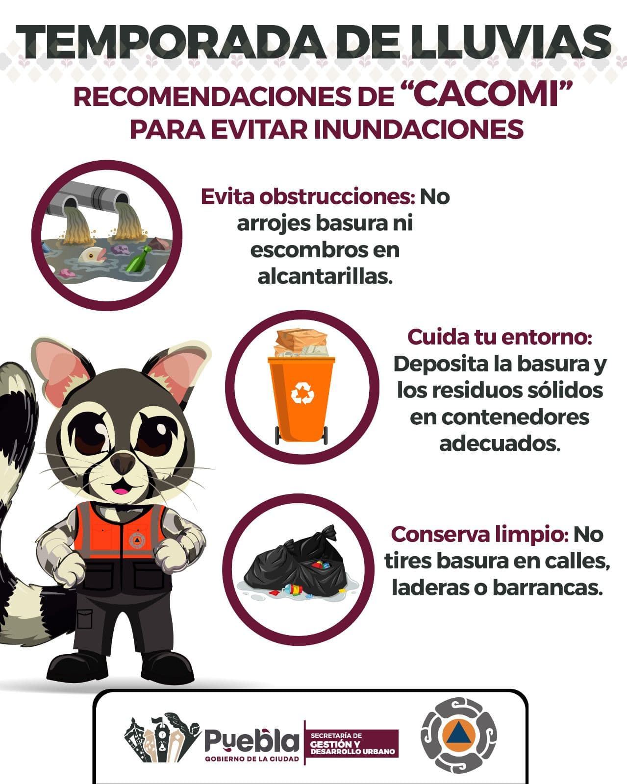Gobierno de Puebla emite recomendaciones por lluvias para prevenir afectaciones