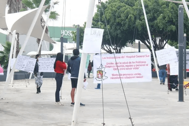 Protesta en Hospital General del Sur por falta de insumos e IMSS-Bienestar