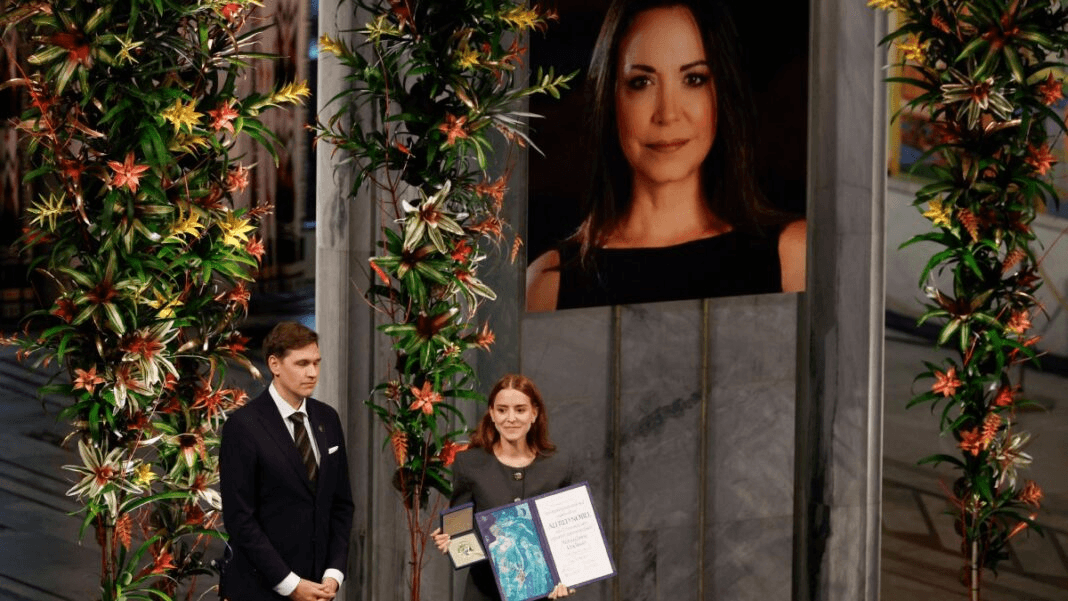 Hija de María Corina Machado recibe el Nobel de la Paz 2025 en Oslo