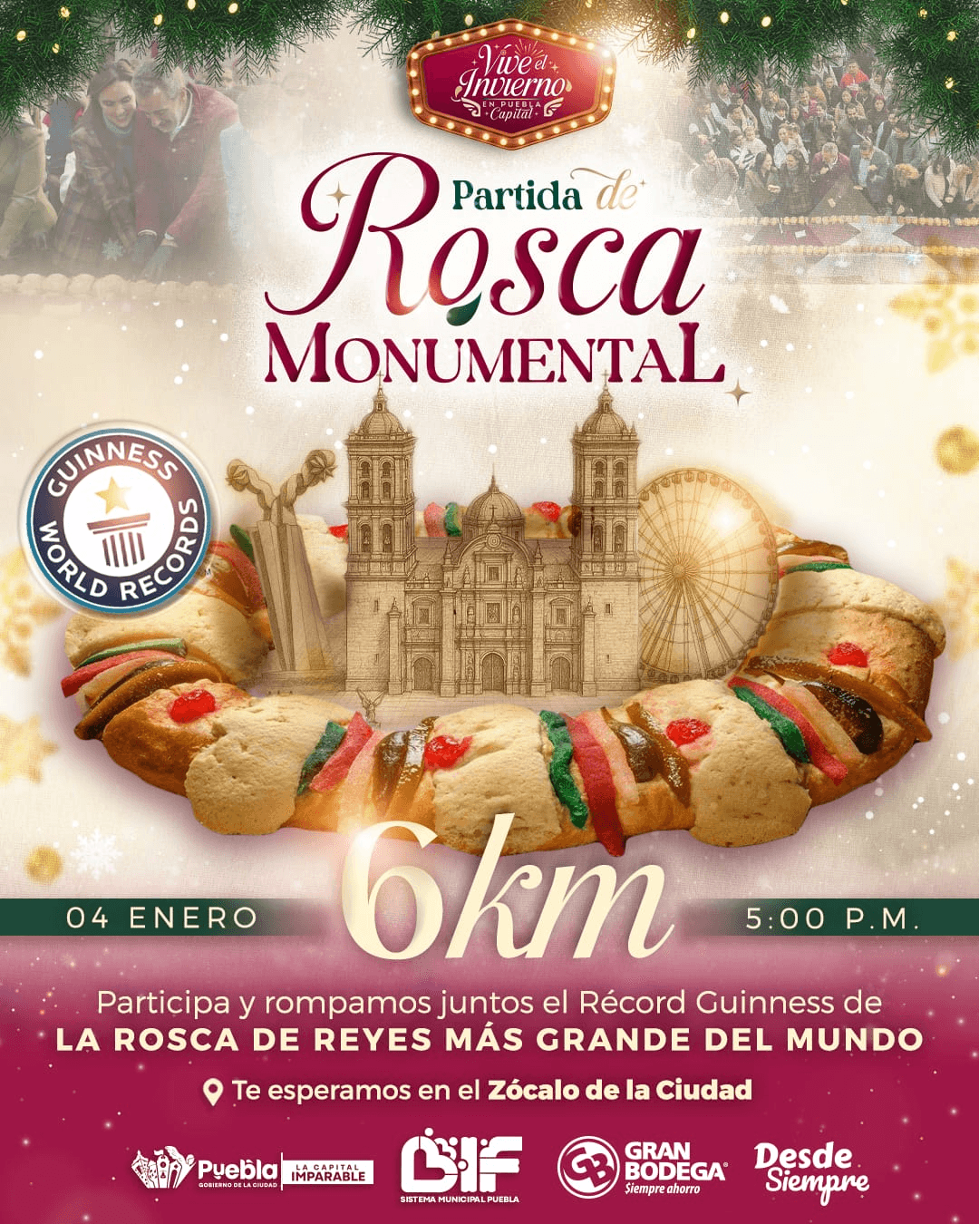 El DIF Puebla Capital busca romper el Récord Guinness con la Rosca de Reyes más grande del mundo