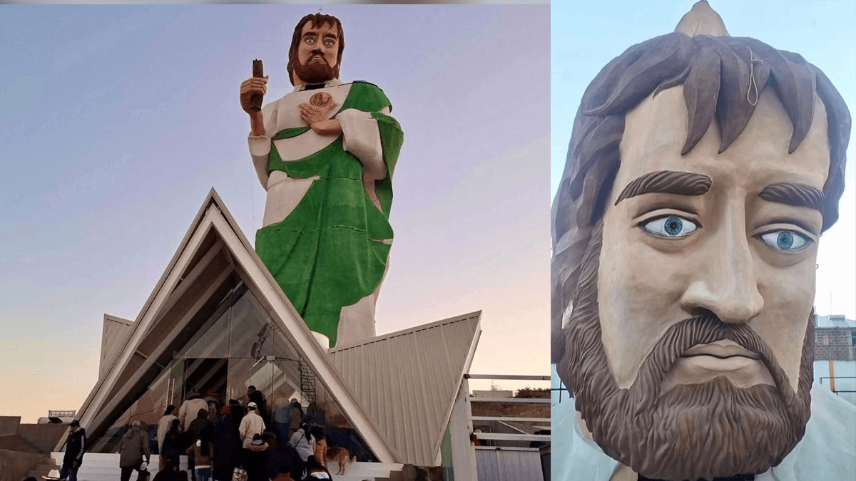 Imagen monumental de San Judas Tadeo se vuelve viral en Puebla